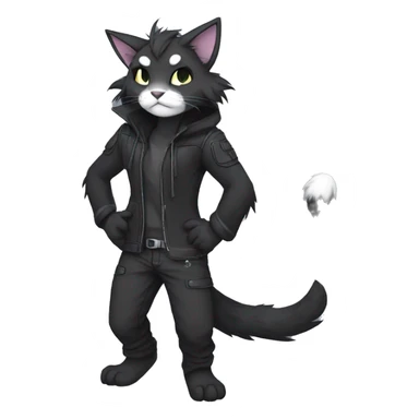 Anthro Dark Edgy Cool Shy Grumpy FurSona Feline Fakemon Full Body sticker