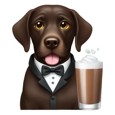 Chocolate lab, tuxedo, serving drinks sticker