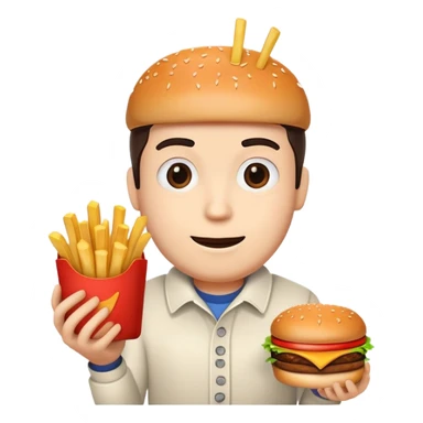 Ein burger mit einer pommes in der hand sticker