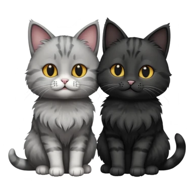 You can make an emoji of two cats looking at each other, one black and the other gray. sticker