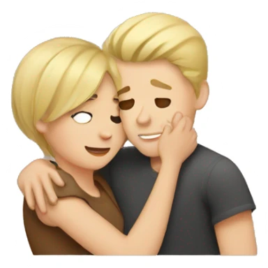 blonde hair girl hugging brown short hair boy  sticker