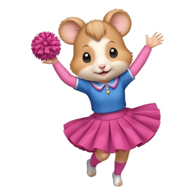 hamster girl dancing with skirt holging o mpom sticker