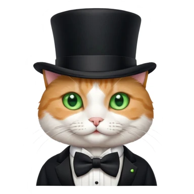 Cat wearing top hat and bow tie sticker