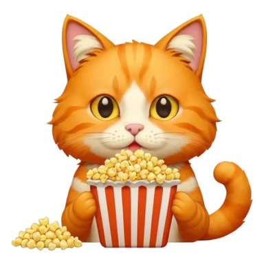 cat eat pop corn sticker