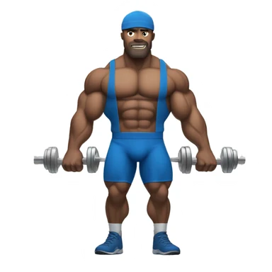 muscular man in blue with barbell sticker