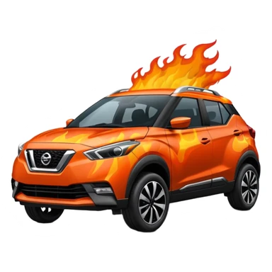 black nissan kicks on fire  sticker