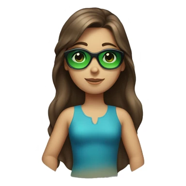 Girl with middle long Brown hair, Blue green eyes, 14 years, and sunglasses on her hair sticker
