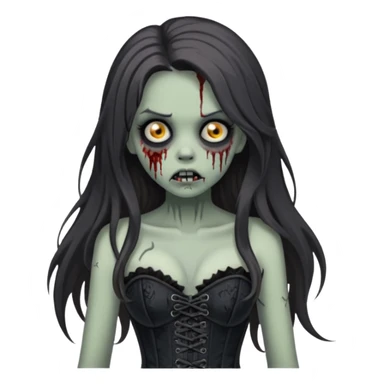 Brunette zombie girl, long hair, black corset sticker