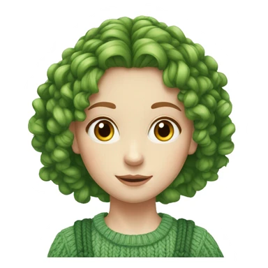 red curly hair in braid green jumper pale skinned girl sticker