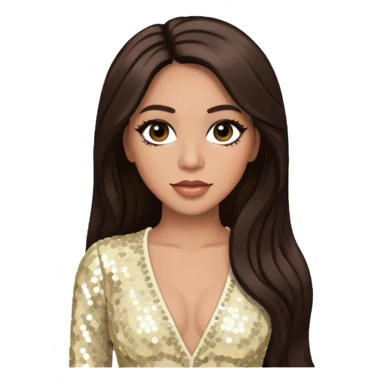 Farrah Franklin from Destiny's Child with long dark brown hair, ivory sequin outfit sticker