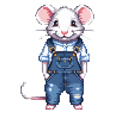 rat wearing denim overalls sticker