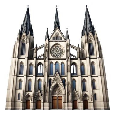 Cinematic Realistic Cologne Cathedral Landmark Emoji, showcasing Gothic architecture rendered with detailed stone textures and majestic, dynamic lighting. sticker
