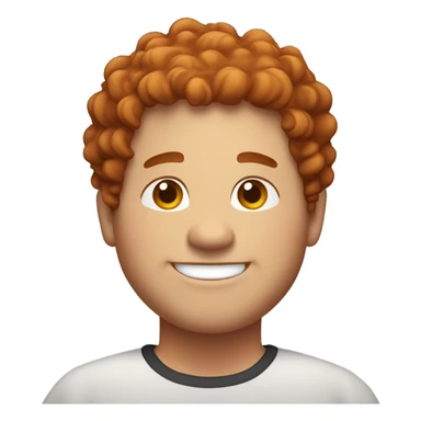 Bading redish curly few hair guy with corners in the hair chubby smiling sticker