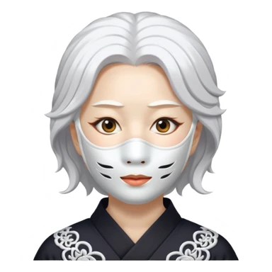japanese culture white mask woman with white hair sticker