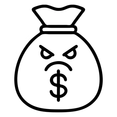 outlined angry bag of money icon sticker