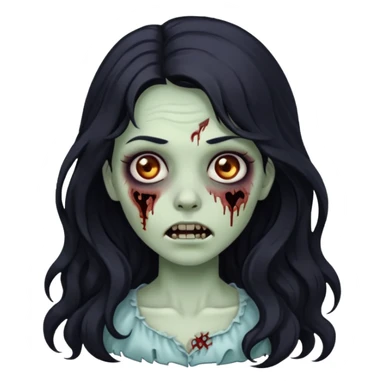 zombie girl with long wavy black hair sticker