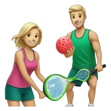 Man and women playing pickleball sticker