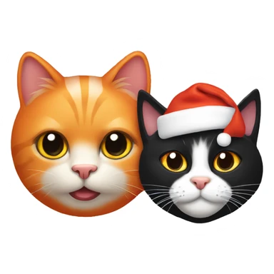 An Orange cat and a black cat wearing Santa hats sticker