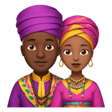 African parents, lively expressions, cultural details, playful toon style sticker
