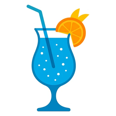 blue curaçao tropical cocktail in a hurricane glass, flat vector illustration sticker