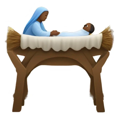 Nativity scene, baby on a manger, Mary and Joseph sticker