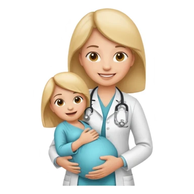 emoji obstetric doctor, pregnant care, stethoscope sticker