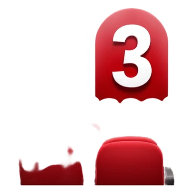 A 3D number 3 in a movie theater setting, shiny red surface; bright spotlights from above; cinematic glow with subtle haze; glossy, premium Hollywood countdown look; centered composition. sticker