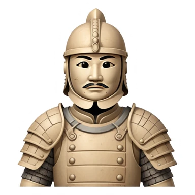 Ancient Chinese terracotta warrior statue with helmet and armor, archaeological artifact from China sticker
