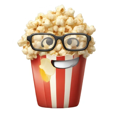 One piece of popcorn with glasses smiling  sticker