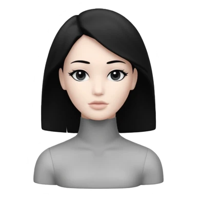 Matte black mannequin in the style of a default avatar. Monochrome with no lines. The eyes should be as matte black as the hair. sticker