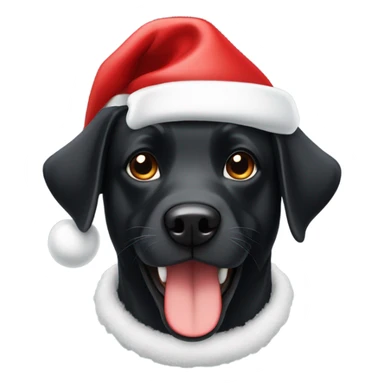 Black dog wearing Santa hat sticker