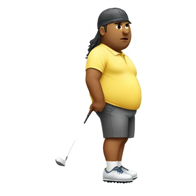 Overweight golfer with a mullet  sticker