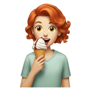 Redhead licking ice cream sticker