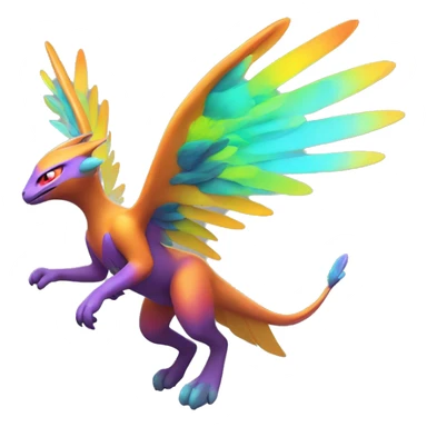 Colorful Neon Colors Vibrant Colors Flying Futuristic Fakémon-Pokémon-Creature Full Body sticker