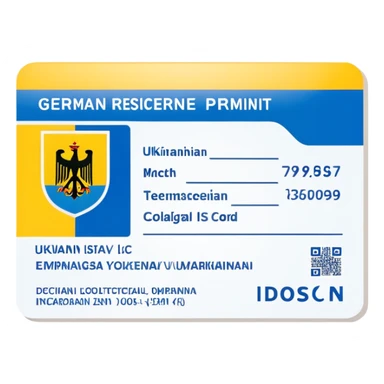 German residence permit card with Ukrainian colors sticker