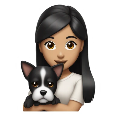 Ariana grande with straight black hair holding a Japanese dog sticker