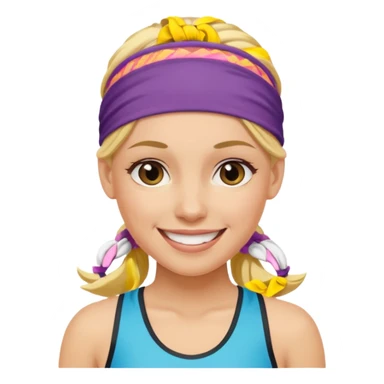 blonde female athelete with headband sticker
