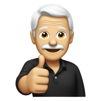 old man in black shirt giving a thumbs up.  sticker