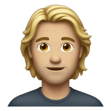 Man middle long dark blond hair sticker