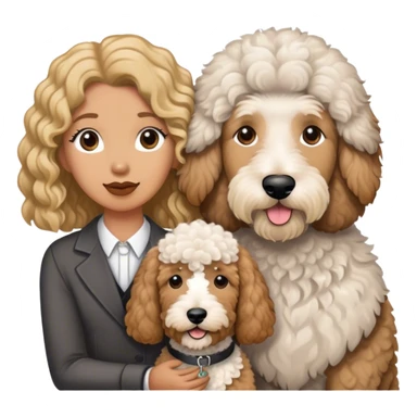 Goldendoodle and sheepadoodle with man and woman sticker