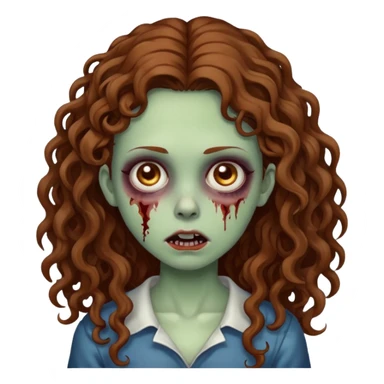 girl zombie with long brown curly hair sticker