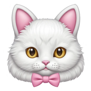 White cat with pink bow tie on the head sticker