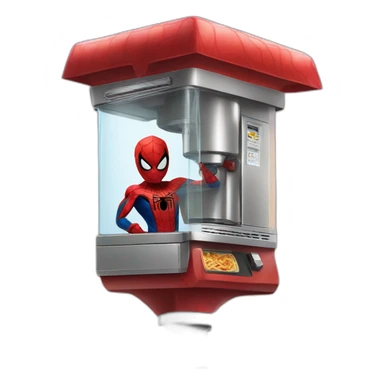 Spider-Man on a pole holding a shawarma machine with his webs  sticker