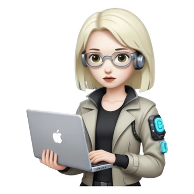 cyber punk holding laptop sticker