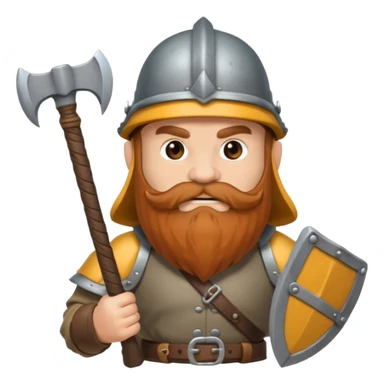 gimli the dwarf, brown beard, gray metal helmet, battle axe sticker