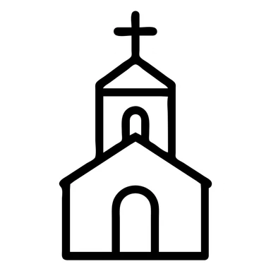 outlined icon of a church, simple and clean, no fill sticker