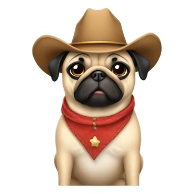 Pug with cowboy hat sticker