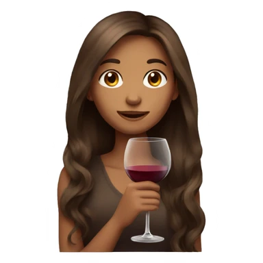 brown long hair girl with wine glas sticker