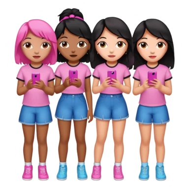 Katseye music group 6 members all girl 2 brown girl 1 korean 1 latina 1 girl black hair pink highlights sticker
