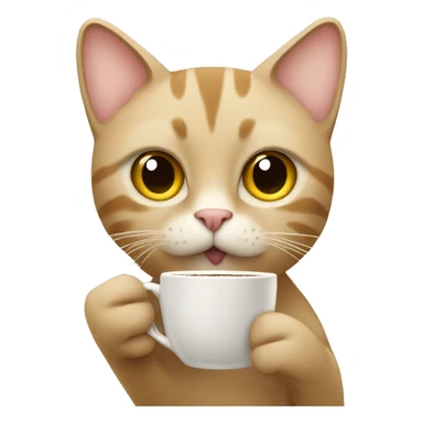 beige cat drinking coffee  sticker